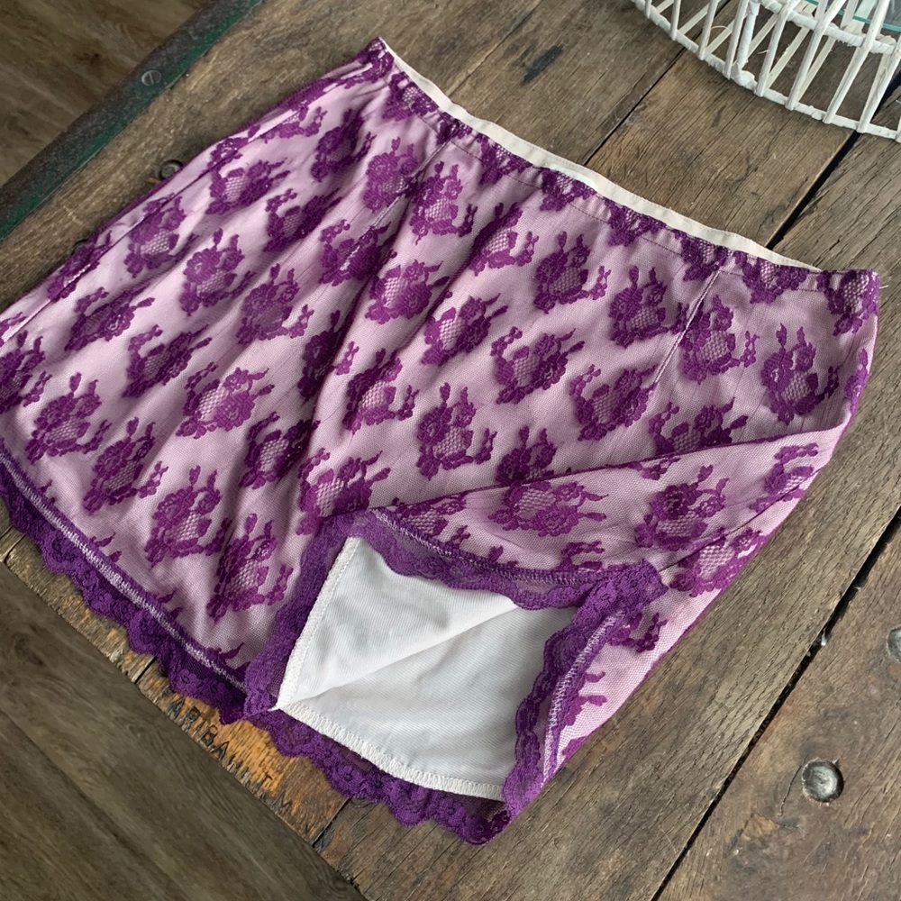 Purple lace mini skirt